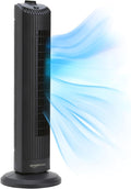 Amazon Basics 28" (71 cm) 60-Degree Oscillating Tower Fan for Bedroom, Living Room, Office, With 3 Speeds, Intuitive Mechanical Control, Matte Black, 35W, 27.8" x 9.4" x 9.4" (71 cm x 24 cm x 24 cm)