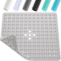 XIYUNTE Shower Mat Non Slip Anti Mould - 53 x 53cm Square Bath Mat Non Slip Shower Mats for Inside Shower, Anti Slip Shower Mat with Strong Suction Cups & Drain Holes, Machine Washable, Grey