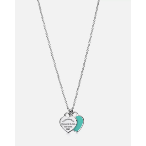 Tiffany & Co. 925 Sterling Silver Return To Blue Mini Double Hearts