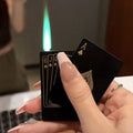 Ace of Spades Lighter - Black & Gold Refillable Jet, Windproof, Adjustable Green Flame, Built-in Light