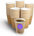 We Can Source It Ltd - 500 x 12oz Ripple Brown Kraft Paper Cups - Strong 3-PLY Disposable Insulated Coffee Cups - Leak-Proof Recyclable Drinking Cups for Hot Drinks, Tea, Coffee and Beverages