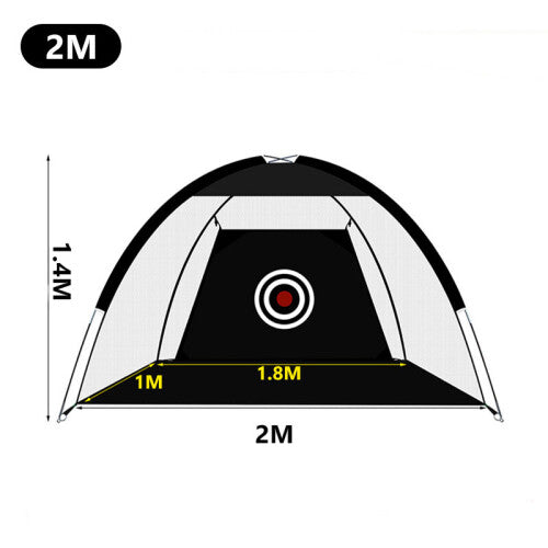 (2 M Black) 2M Golf Practice Net Tent Strike Cage Outdoor Indoor Grassland Mesh Mat Garden Golf Training
