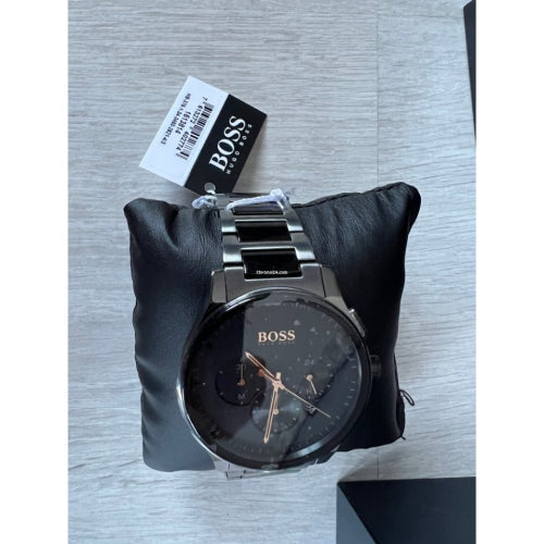 NEW HUGO BOSS GRAND PRIX 1513814 STAINLESS STEEL ALL BLACK MENS WATCH