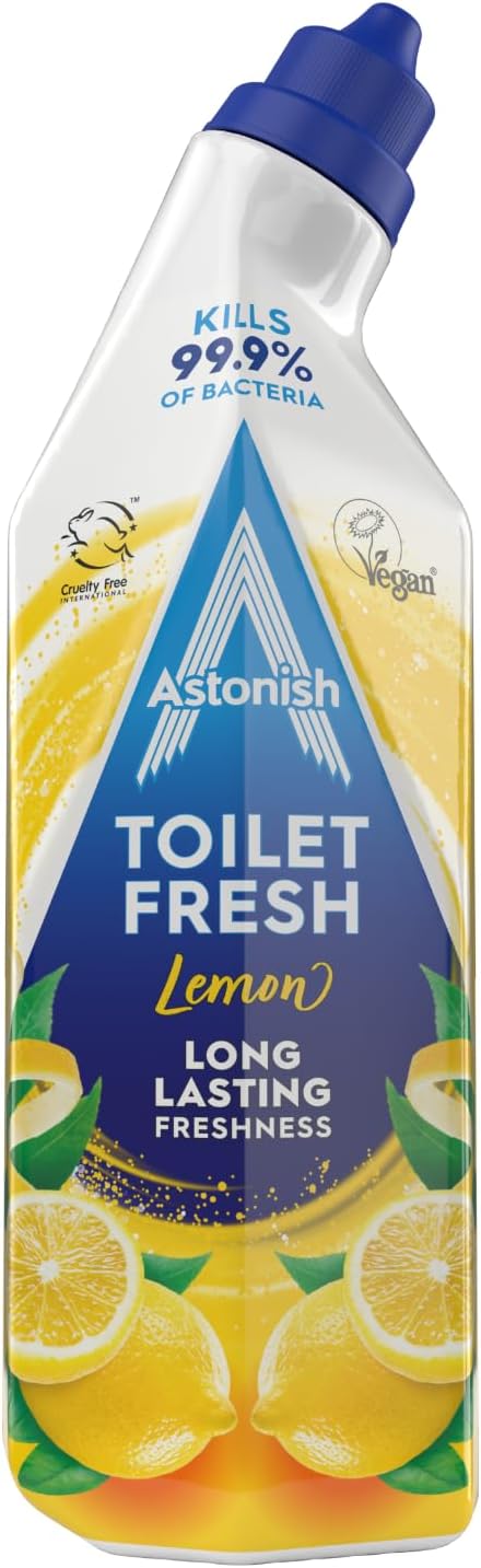 Astonish Toilet Fresh Gel, Kills 99.9% of Bacteria, Limescale Prevention, 750ml, Lemon
