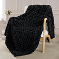 Exclusivo Mezcla Extra Large Soft Fleece Throw Blanket, 127x178 CM Stylish Jacquard Throw Blanket for Sofa, Fuzzy Cozy Lightweight for All Season, Black