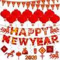 2026 Chinese New Year Decorations Banner Chinese New Year Hanging Swirl Decorations Years of Horse Festive Happy Lunar New Years Swirl Set with Vibrant Designs Spring Festival Home Party Decor, 21Pcs