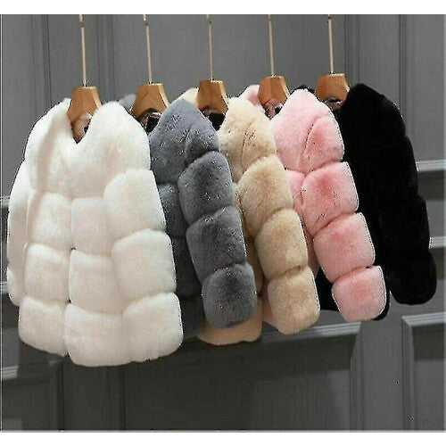 (White, 120CM) Kids Faux Fur Baby Thick Parka Girl Warm Coat Jacket Coat Outerwear Children