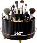 360° Rotating Makeup Organiser Makeup Brush Holder with 5 Compartments for Cosmetic Perfume Skincare Organiser Storage Box for Vanity & Dressing Table Bedroom Bathroom Office, Black