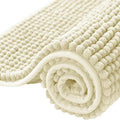 Bath Mat Non Slip Anti Mould 40 x 60 cm – Cream Chenille Bathroom Mat Extra Soft & Fluffy Bathmat Machine Washable Super Water Absorption Shower Mat