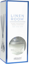 AIRPURE Reed Diffuser, 100ml Oil Set with Sticks, 8X Black Reeds, Continuous Room Scent, Diffusers for Home Use in Living Room, Kitchen or As Bathroom Freshener - Linen Room Fragrance