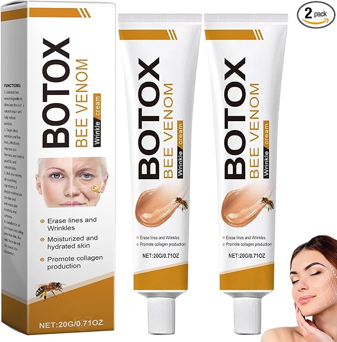 2Pcs Bee Venom Cream, Bee Venom Wrinkle Removal & Firming, Moisturizing, Lifting & Recovery for All Skin Type, Anti-Aging Bee Venom Cream,Face Cream Moisturiser