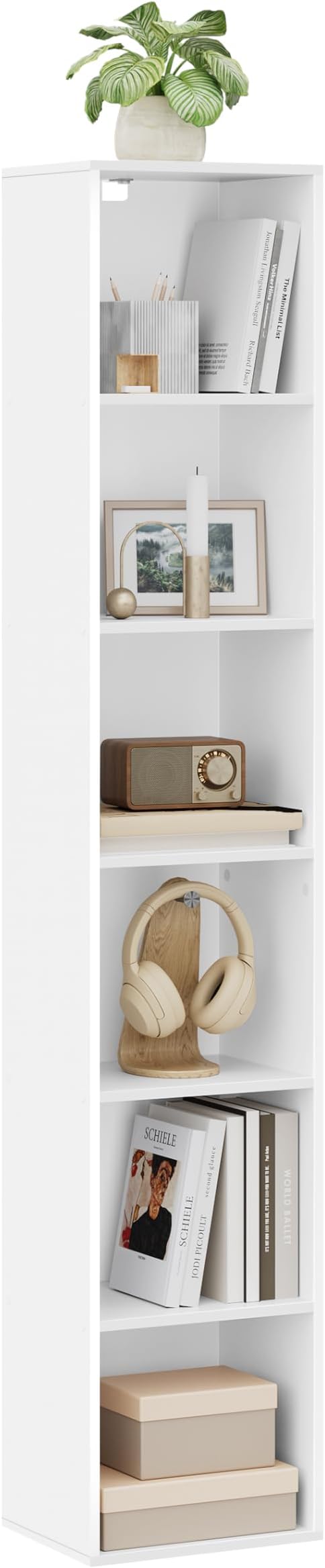 WOLTU Bookcase, White Book Shelf 6 Storage Cubes Unit, Tall Freestanding Bookcases for Living Room,Bedroom