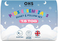 OHS 7.5 Tog Single Duvet and Pillow Set, Anti Allergy Soft Touch Microfibre Lightweight Summer Duvets Anti Bacterial Hollowfibre Machine Washable Kids Single Quilt with Pillow, White