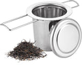ASelected Tea Infuser,304 Stainless Steel Fine Tea Strainer with Lid and Foldable Handle,Tea Filter for Teapots Cups Mugs to Brewing Steeping Loose Tea and Coffee, 1 Pack