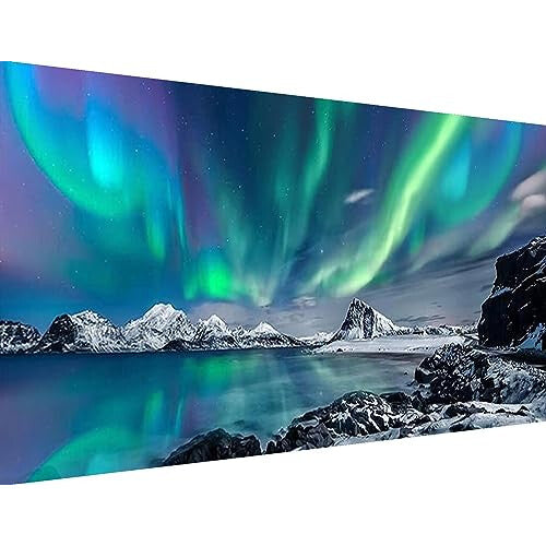 5D Diamond Art Painting ,Large Aurora Diamond Painting Kits for Adults,DIY Full Drill Crystal Rhinestone Lake Arts and Crafts,Gem Art Painting with