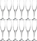 LAV 12x Clear 220ml Venue Glass Champagne Flutes - Reusable Prosecco Wine Wedding Party Drinking Glasses Gift Set