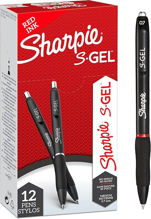 Sharpie S-Gel | Gel Pens | Medium Point (0.7mm) | Red Ink | 12 Count