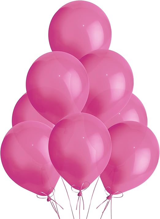 Metallic Fuchsia Pink Balloons 10 Pack, Large 12 Inch Thick Latex Biodegradable Helium Party Balloons for Birthday, Wedding, Baby Shower, Valentine's Day Events Decoration for Balloon Arch Garland