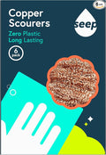Seep Recyclable Wire Metal Copper Scourer Pads 6 Pack - Spiral 100% Copper Scourer - Long Lasting Pan Scourers For Cleaning - Heavy Duty Scrubber