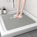 Corner Shower Mat, Non Slip Anti Mould Bath Mat 80 x 80 cm, Loofah Shower Mats for Inside Shower, Sector Bath Mats with Drain, Washable, Quick Dry Bath Mat for Bathroom Floor, Elderly (Grey)