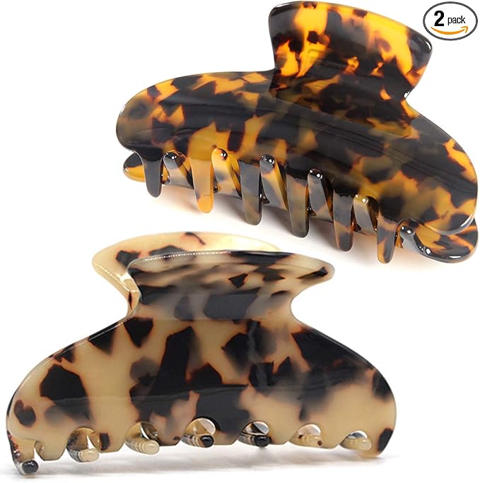Big Hair Claw Clips Tortoise Shell Large Hair Claw Clips For Thick Hair,3.5 Inch Strong Hold Hair Jaw Clips Clamps For Women,2 Color Available(2 Pack)