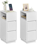 VASAGLE KAILYN Collection - Slim Bedside Tables, Set of 2 Small Narrow Side End Tables with Drawers, Flexible Open Compartment, for Bedroom, Living Room, Cloud White LET856W01