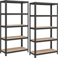 SONGMICS GLR040B02 Set of 2 Heavy Duty Shelving Units, Steel Shelving Unit, 5 Shelves, Screwless for Garage, Warehouse, Utility Room, Load Capacity 875 kg, 40 x 90 x 180 cm, Black