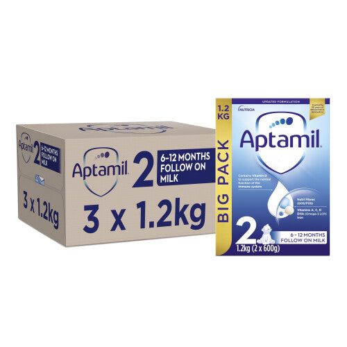 Aptamil 2 Follow-On Milk Powder for 6-12 Months, 1.2kg Pack of 3