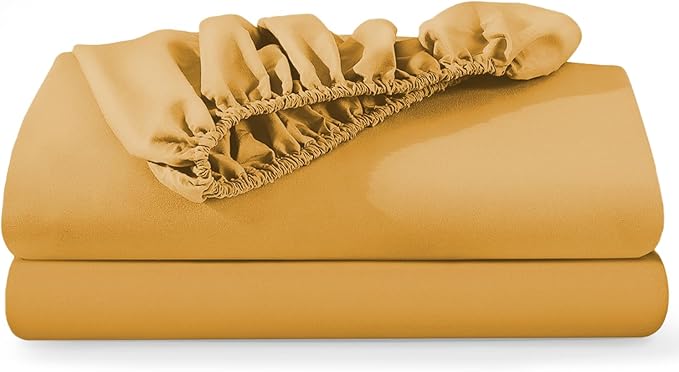 Single Fitted Sheets 2 Pack – Ochre (91x190cm) up to 25cm Deep Bed Sheets