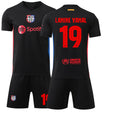 (XS, BLACK 19) 2025 Adult Kids Soccer Uniform MESSI 10 LAMINE YAMAL 19 OLMO 20 RAPHINHA 11 Football Jersey