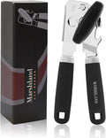 Marshland Tin Opener UK - Stainless Steel Soft Handled Manual-Magnetic Heavy Duty Can Opener That Works for Arthritis Hands – Black