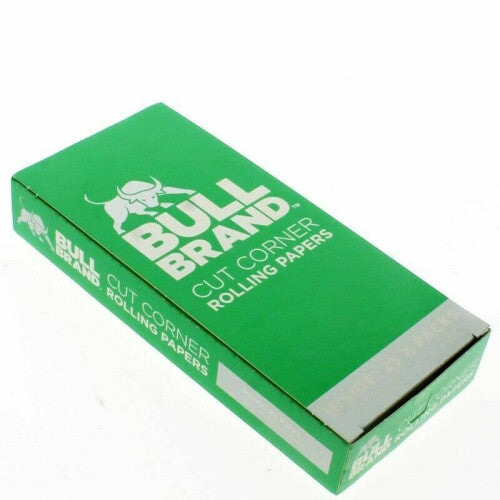 50 Booklets x BULL BRAND Green Cut Corner Rolling Paper - Full Box