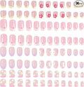 96 PCS False Nails, Waterproof Durable Press on Nails for Kids, Flower Fake Nail Stickers, Self Adhesive Nail Art Kit for Parties, Halloween, Daily Wear