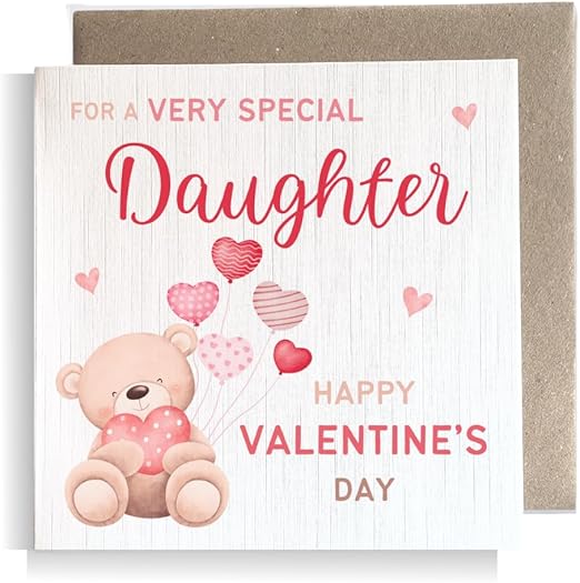 Second Ave Daughter Valentine's Day Bear Square Valentine's Day Greetings Card
