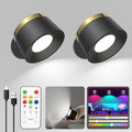 Battery Operated Wall Lights 2 Pack, LED Rechargeable Wall Lights Indoor, 3500mAh Magnetic Wall Lamp with Remote, 3 Color Temperatures & 13 RGB & Dimmable 360° Free Rotation Wall Sconces[Energy Class A]
