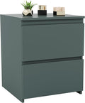 Vida Designs Denver 2 Drawer Large Bedside Cabinet Bedroom Storage Chest, Modern Nightstand End Table H48 x W39.5 x D 39.5 cm (Jasper Green)