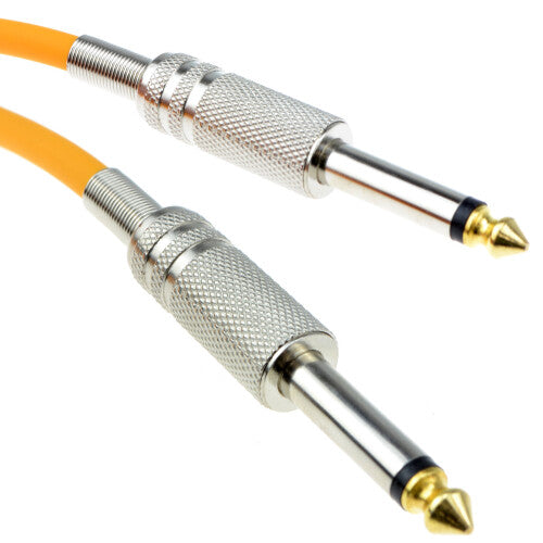 kenable PRO 6.35mm Low Noise Guitar Cable with Metal Connectors - Orange, 5m, Gold - Code 9577