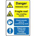 Danger asbestos roof use crawling boards safety sign - Self adhesive sticker - 300mm x 200mm
