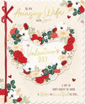 Wishing Well Luxury Boxed Hand-Finished Valentine's Day Card 'To my Amazing Wife' With Ribbon And Gold Foil Highlights Studios. Size 8 x 10 inches