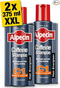 Alpecin Caffeine Shampoo C1 2x 375ml | For Stronger and Thicker Hair | Natural Hair Growth Shampoo for Men | Made in Germany