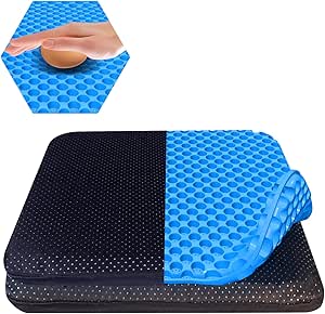 Large Gel Seat Cushion For Long Sitting With Non-Slip Covers,Soft & Breathable For Chair,Gaming,Car,Office,Desk Chair and Wheelchair,Office Pads (42 x 36cm-Blue) (Blue-43 x 36cm)