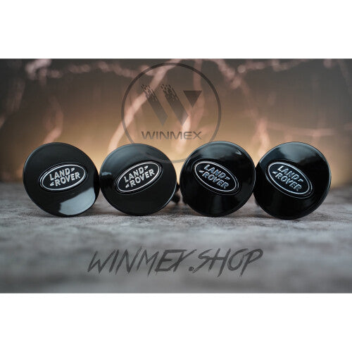 Set of 4 fully Black Land Rover alloy wheel caps 63mm