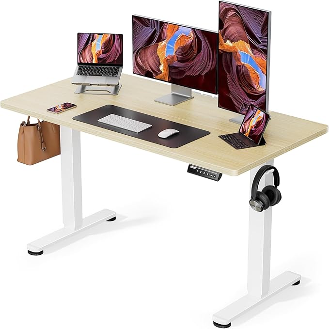 ErGear Electric Standing Desk Height Adjustable 120 x 60cm, Sit Stand Desk with 4 Memory Smart Pannel for Home Office with Splice Board
