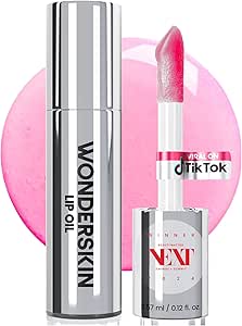 Wonderskin Lip Oil Rehab Serum - Color Changing Lip Oil from Clear to Pink - PH-activated, Non-sticky & Hydrating Tinted Serum for Dry Lips (Kissed)