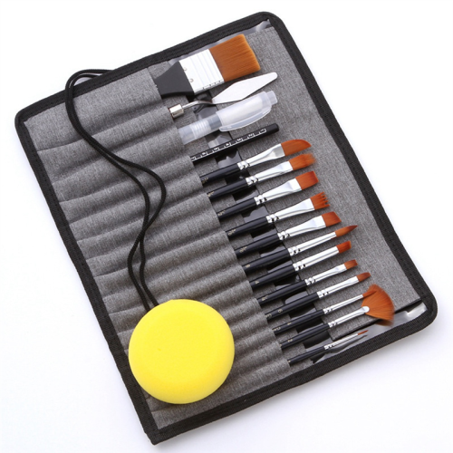 Nylon Hair Acrylic Paint Brushes with Drawstring Case, Artist Brush Set for Oil Watercolor Canvas