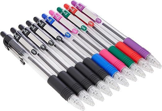Zebra Pen Z Grip Multi-Coloured & Black Pens Ballpoint, Smooth & Comfortable Ballpoint Pens with Pocket Clip, Retractable & Reliable Biro Pens Multipack - Medium Point, 10 pack