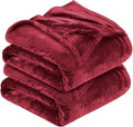 MOONLIGHT20015 2 Pack Fleece Blanket Throws for Sofas - 400 GSM Blankets Sofa Bed Throw Breathable, Cuddly, Fluffy & Warm Burgundy, Full/Queen (200 x 240 CM)