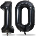 Black Number 10 Balloons for 10th Birthday Decorations, 3pc 40 Inch Black Helium Mylar Foil Number 1 & 0 Balloons for Boys, Girls, Unisex, Children