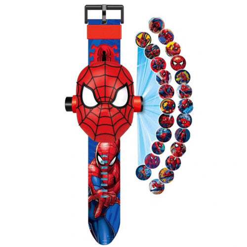 Spider-Man Kids Projection Watch with 24 Cartoon Projections, Adjustable Time & Date and Night Light