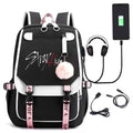 (black) stray kids Backpack Mochila Kids Capacity Bags